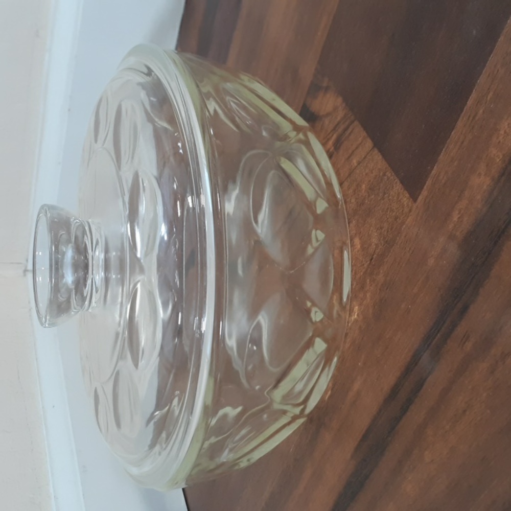 Vintage Pyrex Glass Thumbprint Tear Drop Casserole Dish With Lid
